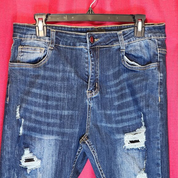 Skinny Fit Women's Jeans Distressed Blue Size 34 - Picture 3 of 16